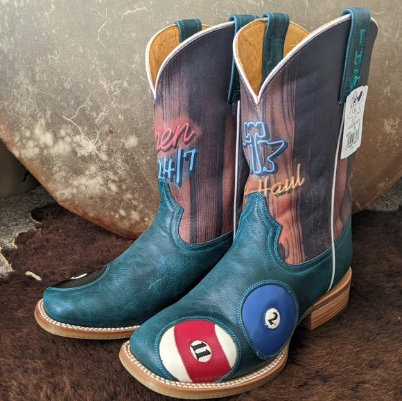 Tin Haul Other - TIN HAUL men's "POOL HALL" theme square toe cowboy boot sz 8.5D 🔥new in box🔥